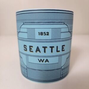 Peet's Coffee Seattle City Mug 12oz Blue NWOT Bicycle Octopus Graphic Souvenir